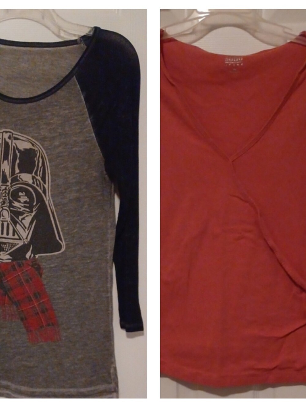 -- Grey & Black Darth Vader Graphic Raglan Top & Soho Coral Long Sleeve Top